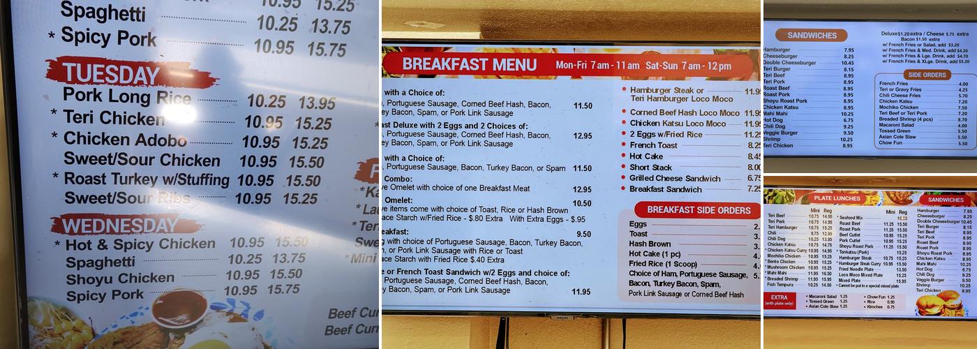 Grace's Inn Menu