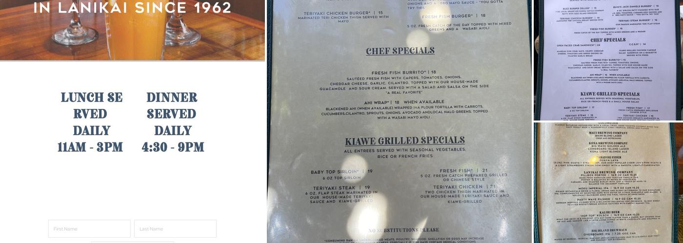 Buzz's Original Steak House Menu