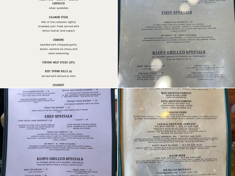 Buzz's Original Steak House Menu