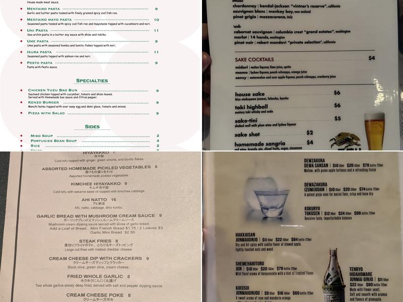 Chez Kenzo Bar And Grill Menu