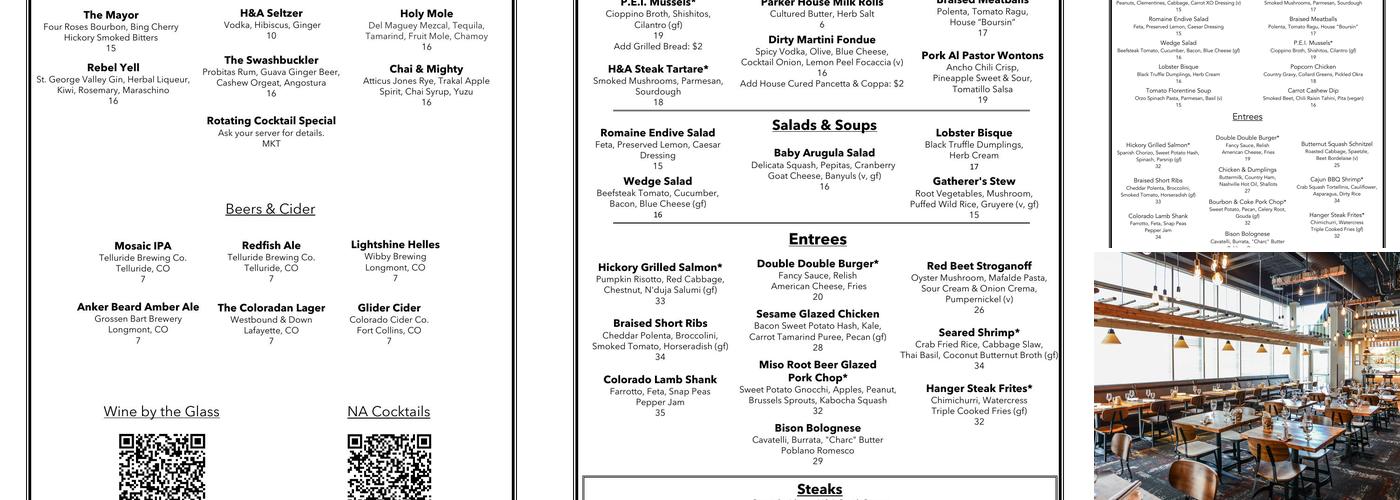 Hickory & Ash Menu