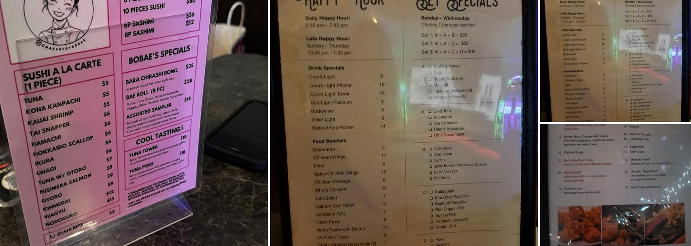 Back Alley Cafe Menu