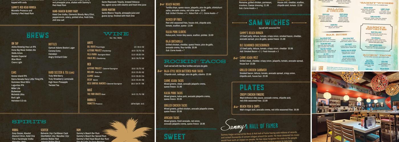 Sammy's Beach Bar and Grill Menu