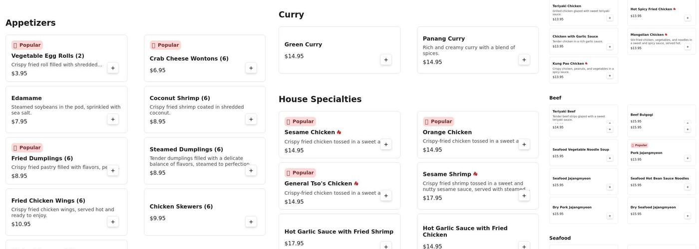 Two Sticks Cafe Menu