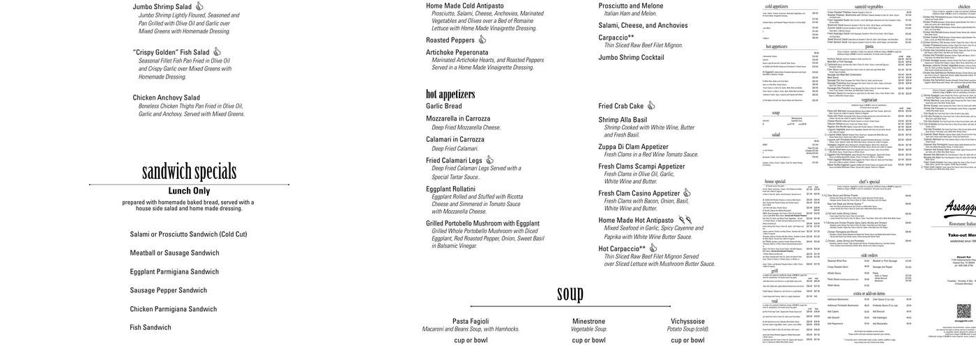 Assaggio Hawaii Kai Menu