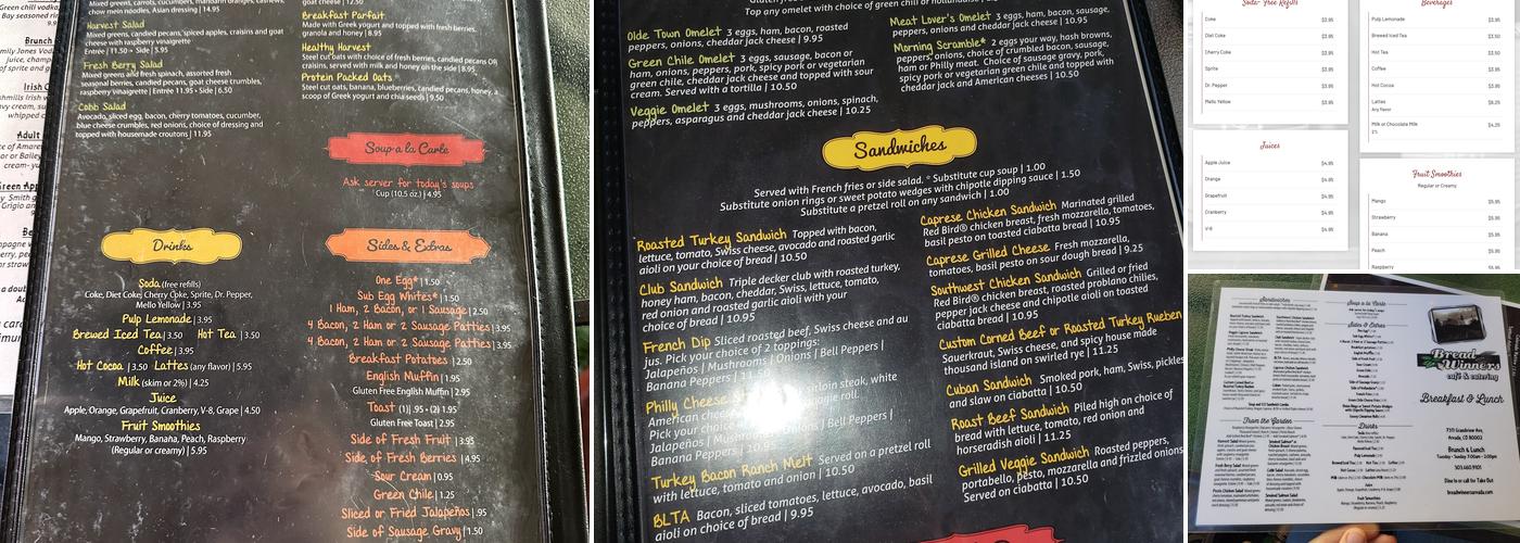 Bread Winner's Cafe Menu