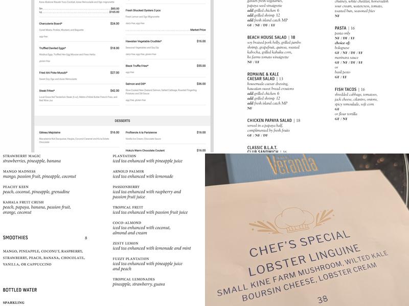 The Veranda Menu