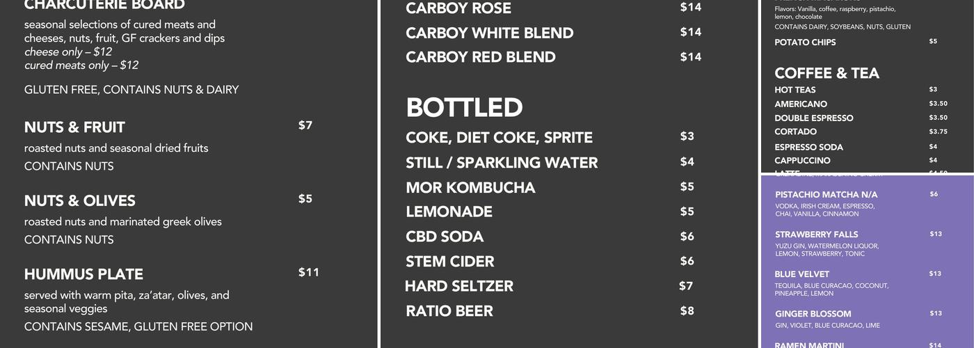 MCA Cafe Menu
