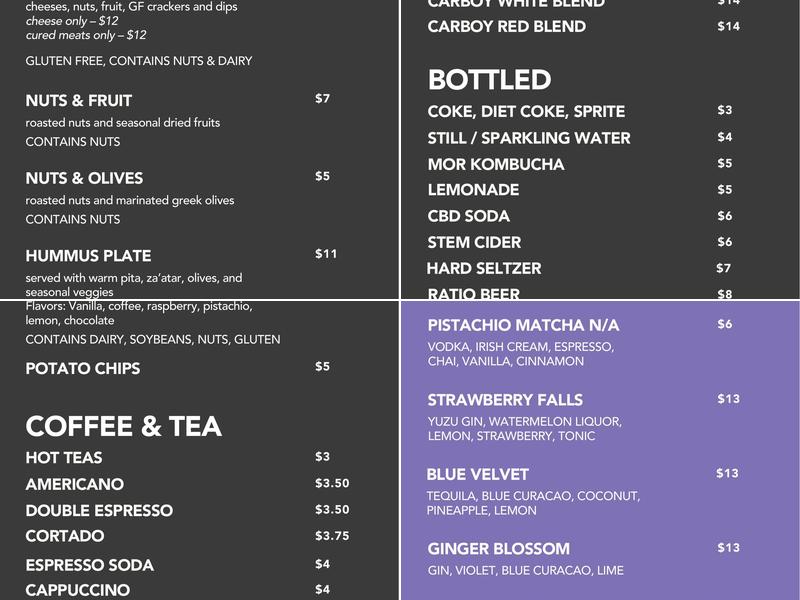 MCA Cafe Menu