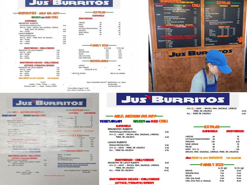 Jus' Burritos Menu