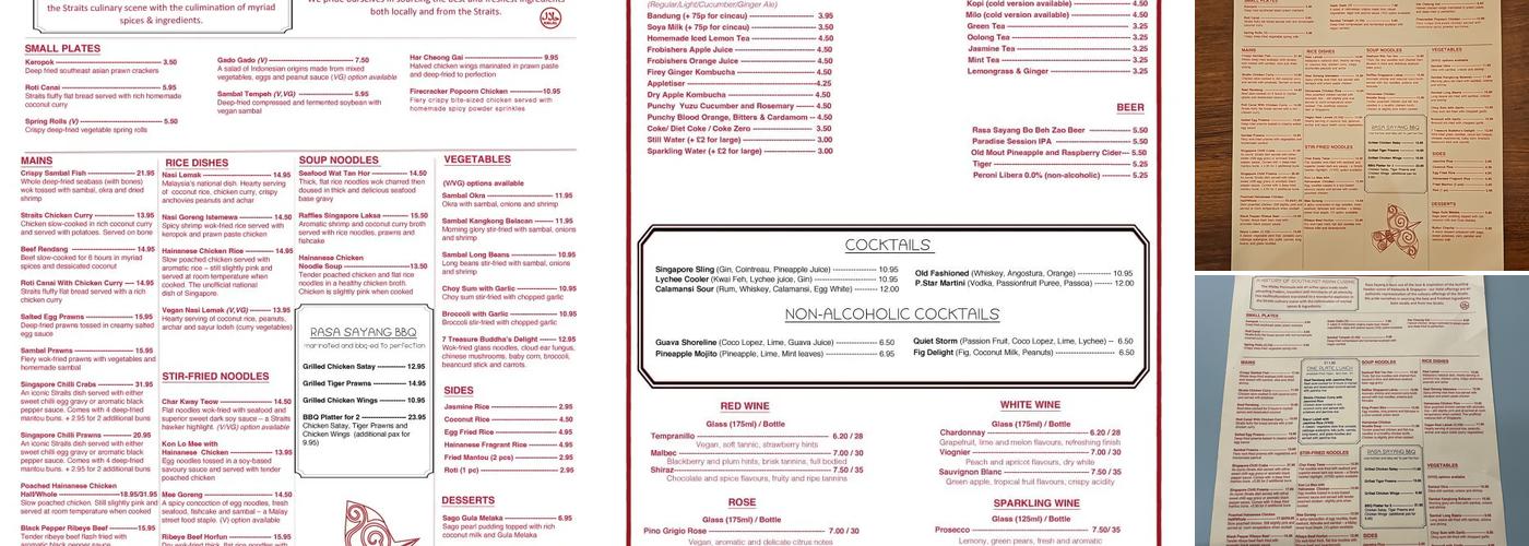 Rasa Sayang Restaurant Menu