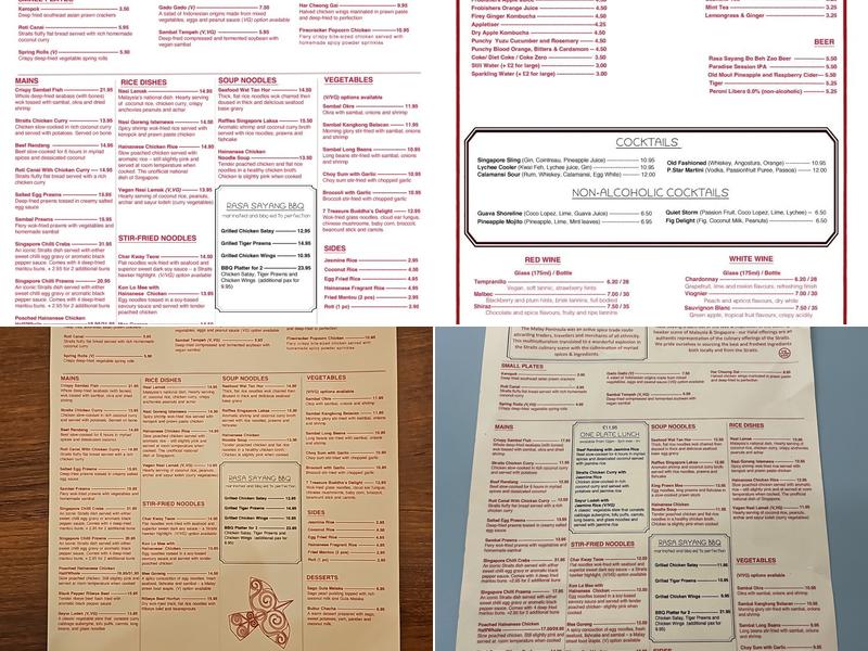 Rasa Sayang Restaurant Menu