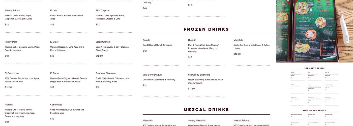 Los 3 Garcias Mexican Restaurant Menu