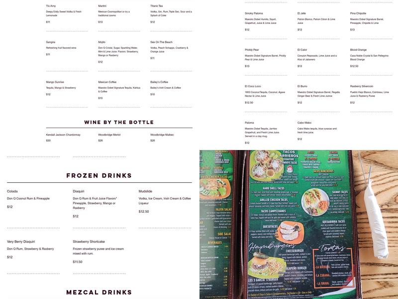 Los 3 Garcias Mexican Restaurant Menu