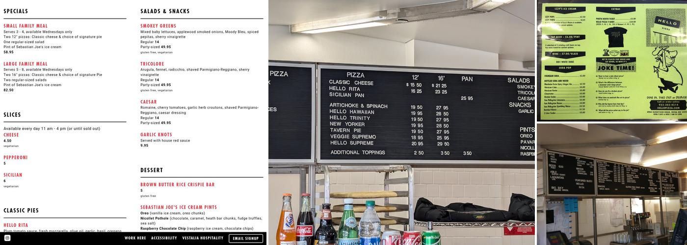 Hello Pizza Menu