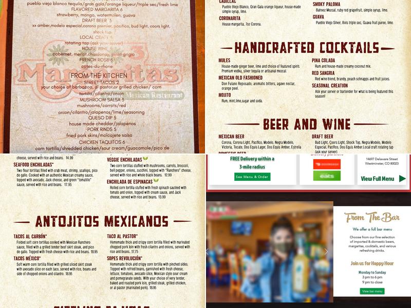 3 Margaritas Orchard Mall Menu