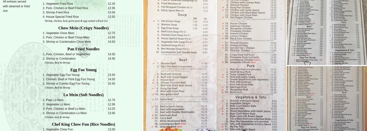Chef King Carry-Out Menu