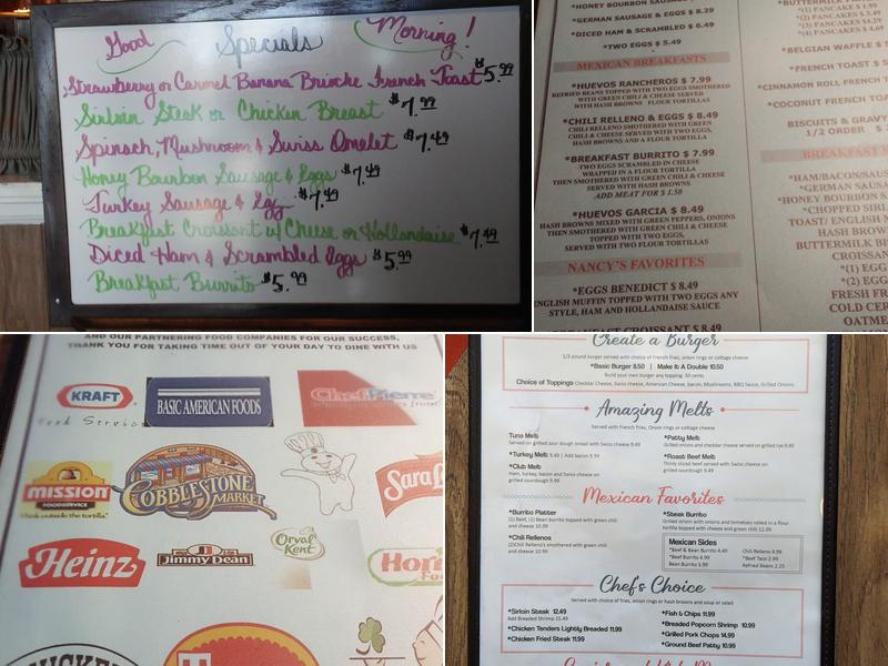 Nancy's Cafe Menu