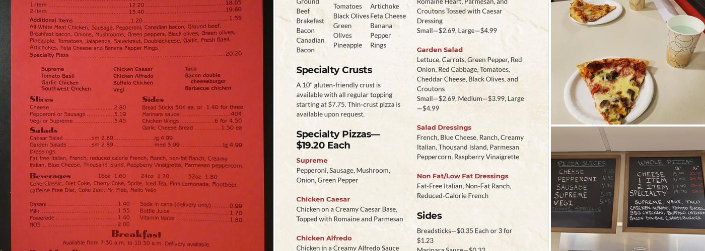 Ginellis Pizza Menu