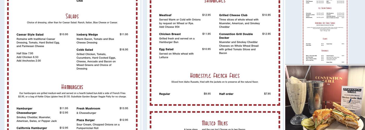 Convention Grill Menu