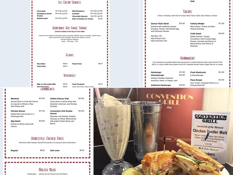 Convention Grill Menu