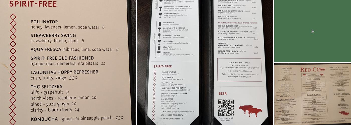 Red Cow North Loop Menu