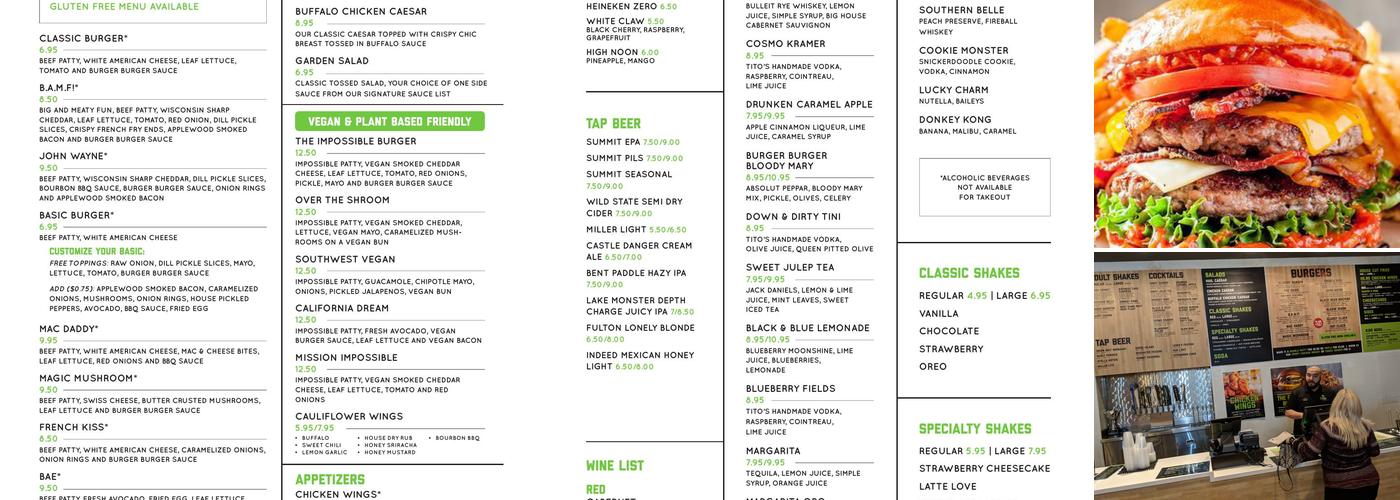 Burger Burger Menu