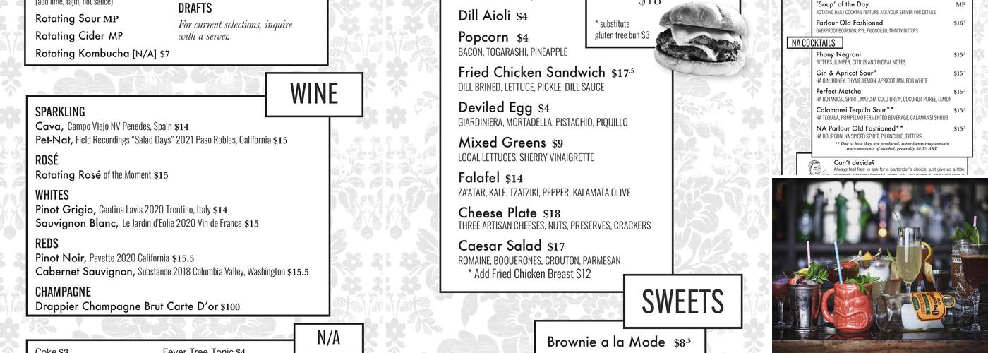 Parlour Menu
