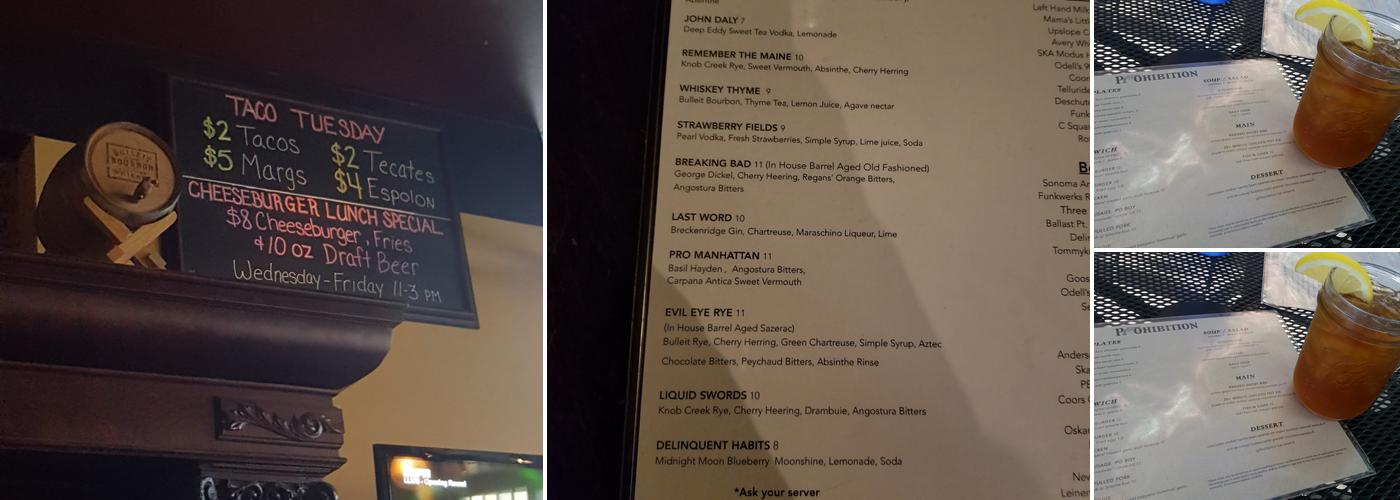 Prohibition Menu