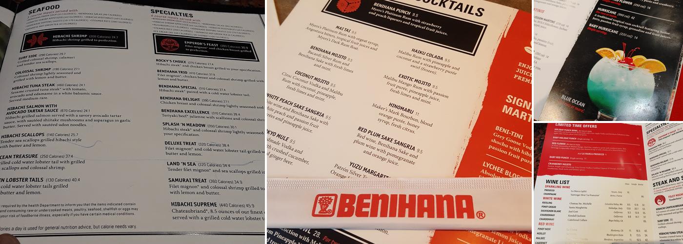 Benihana Menu