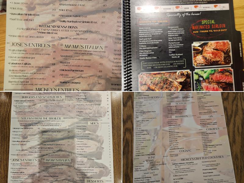 Mickey's Top Sirloin Menu