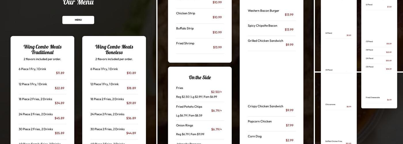 Wing Cave & Grill Menu
