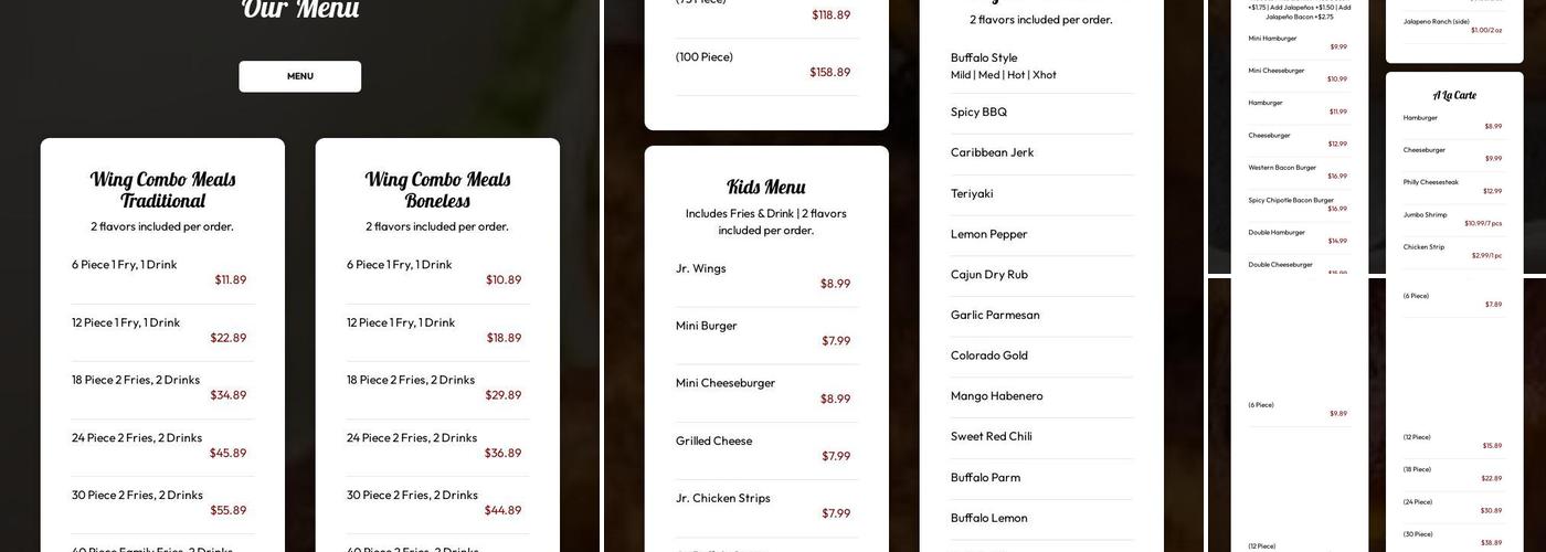 Wing Cave & Grill Menu