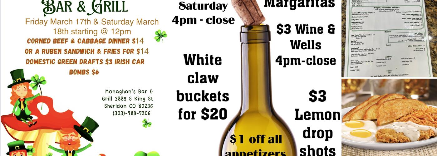 Monaghan's Bar and Grill Menu
