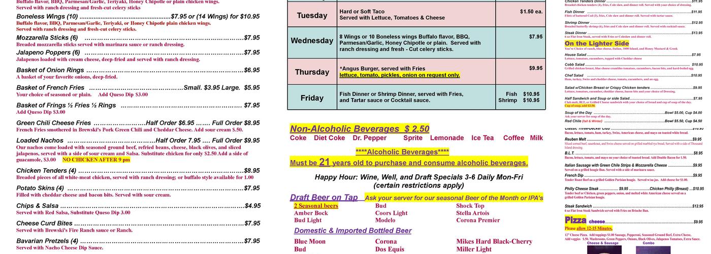 Brewski's Pub and Grill Menu