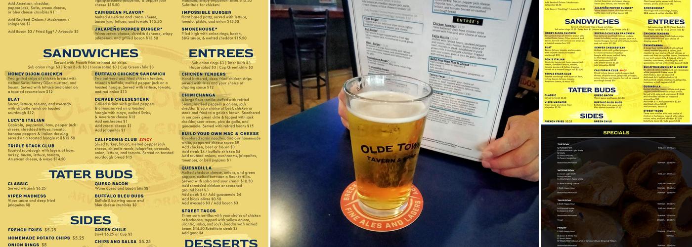 Olde Town Tavern and Grill Menu