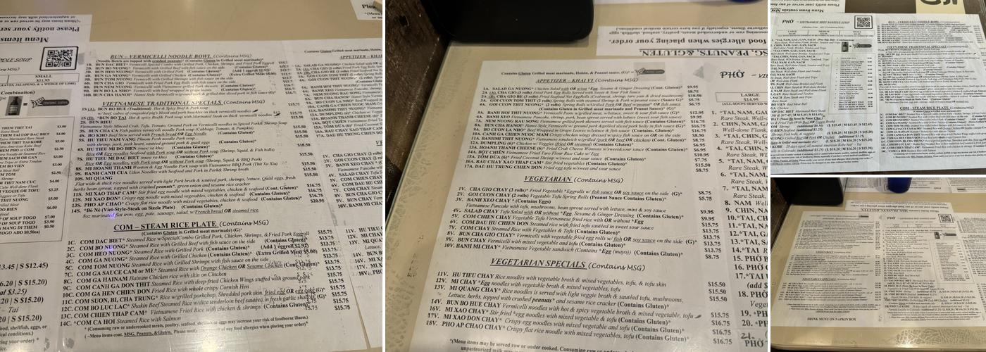 Phở Duy (Broomfield) Menu