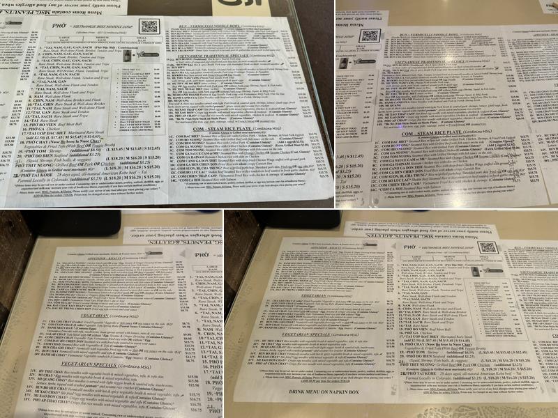 Phở Duy (Broomfield) Menu