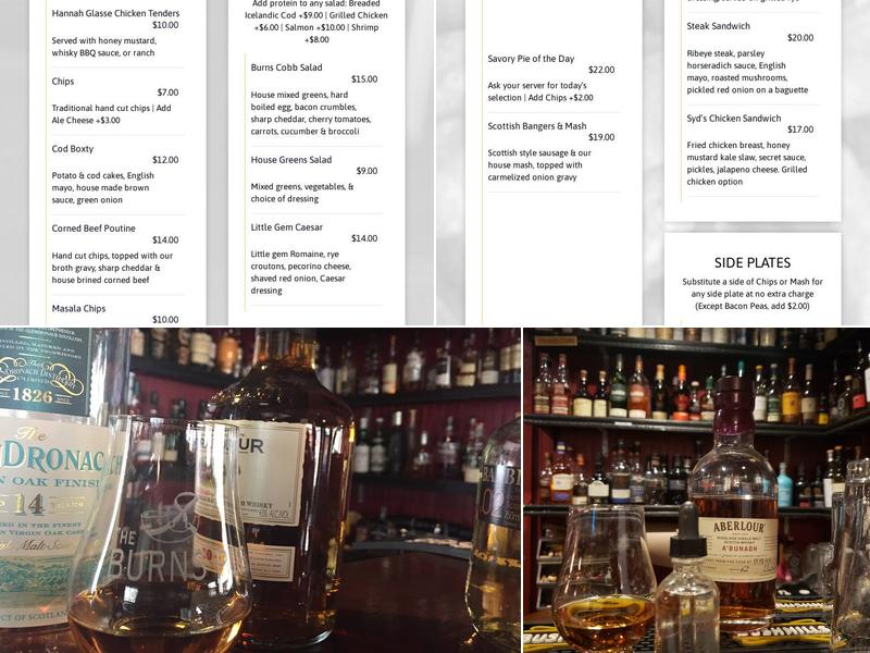 The Burns Pub & Restaurant Menu