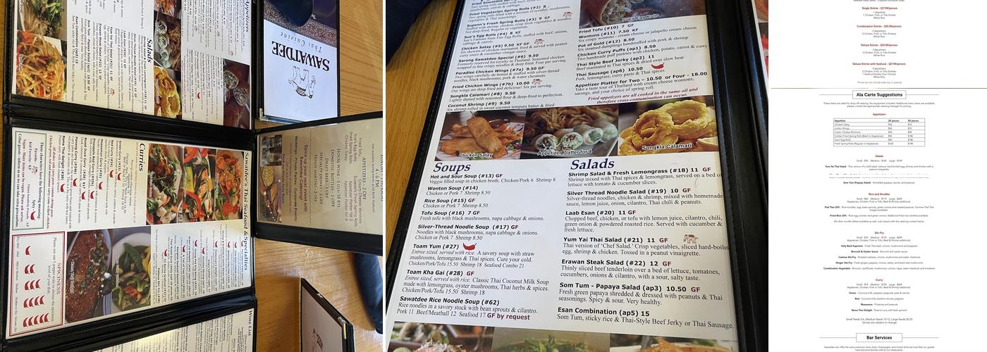 Sawatdee Thai Restaurant - Minneapolis Menu
