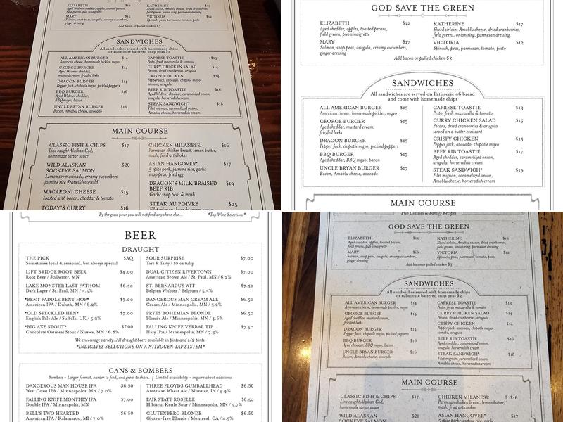 George and the Dragon Menu