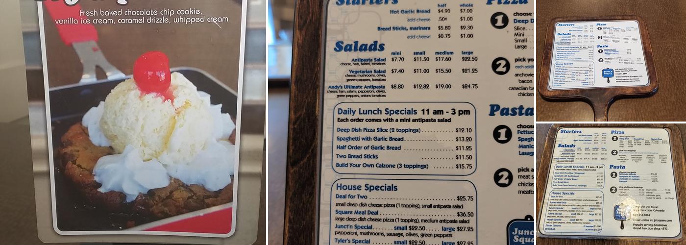 Junct'n Square Pizza Menu