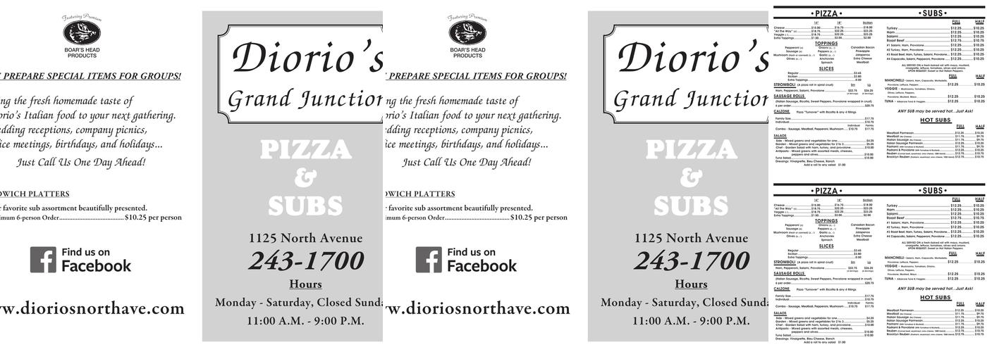 Diorio's Pizza Menu