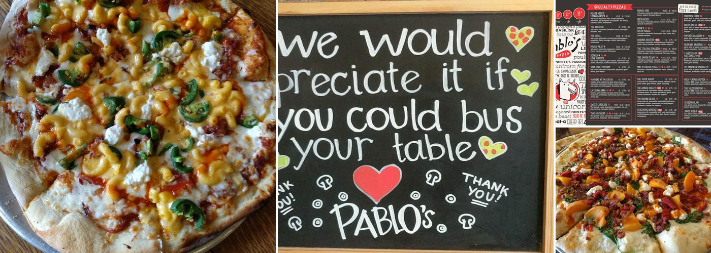 Pablo's Pizza Menu