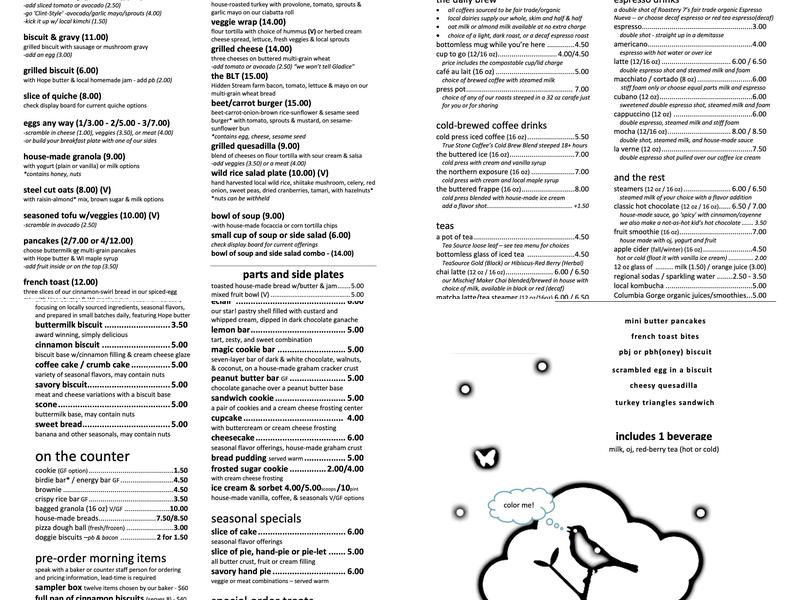 Butter Bakery Cafe Menu