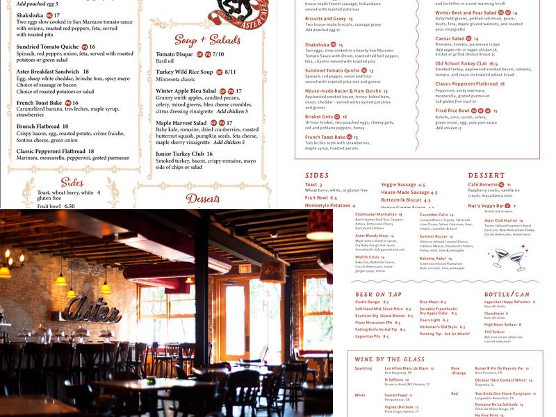 Aster Cafe Menu