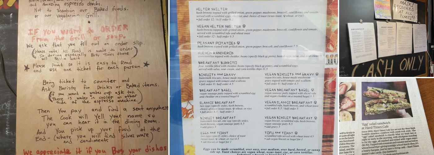 Hard Times Cafe Menu