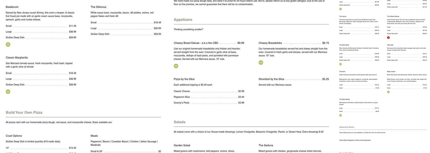 Hot Tomato Pizza Menu