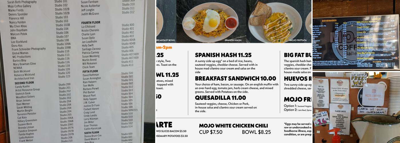 Mojo Coffee Gallery Menu