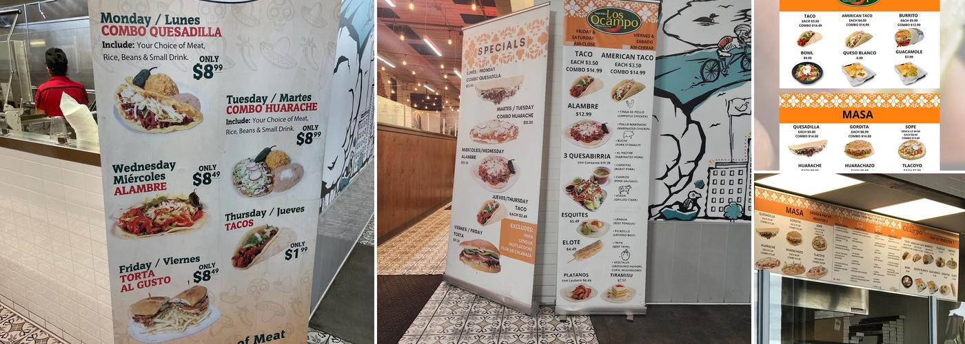 Taqueria Los Ocampo Menu